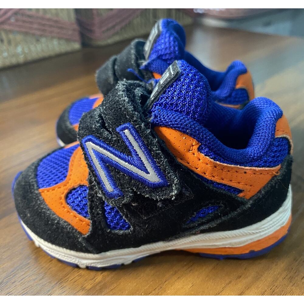 New Balance 888 Toddler Blue Black Hook Loop Closure Tennis Shoes - Size 2
